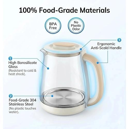Hervidor Eléctrico De Cristal Inteligente De 1,8 L, Control De Temperatura Variable, Función De Mantener Caliente, Temporizador Para Té, Café Y Sopa