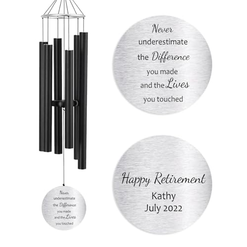 Image of Personalized Retirement Wind Chimes for Outside, 36 inch Happy Retirement Gift for Women, Men, Coworker, Colleague, Boss, Teacher, Nurse, Friend, Going Away Garden Patio Decor