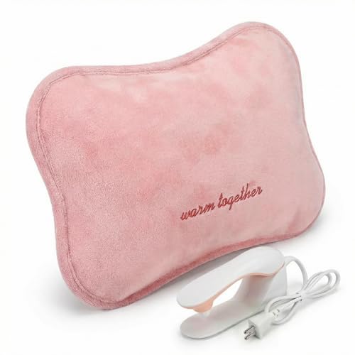 Oplaadbare Elektrische Warmwaterkruik met Temperatuurregeling, Warmtekussen 68°C voor Rug en Buik, Snelle Verwarming 7-12 min, 25x18 cm