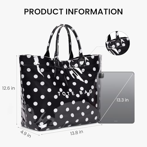 Image of Lushandy PVC Tote Bag for Women Jelly Beach Bag Top Handle Hobo Handbag | Water-Resistant, Wipe Clean, Lightweight