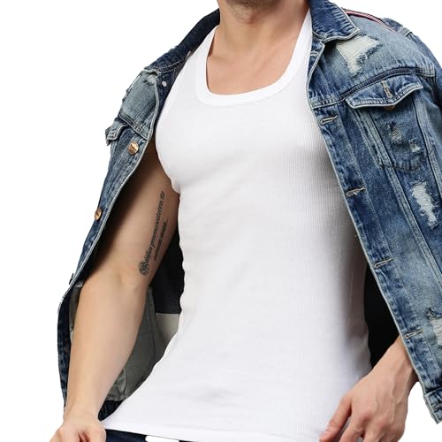 Image of sporto Macho Men's Vest | 100% Combed Cotton | U Neck Sleeveless Innerwear | Soft Hand Feel Comfort Fit | Good Absorbency | Everyday Wear | Color May Vary (Pack of 3)