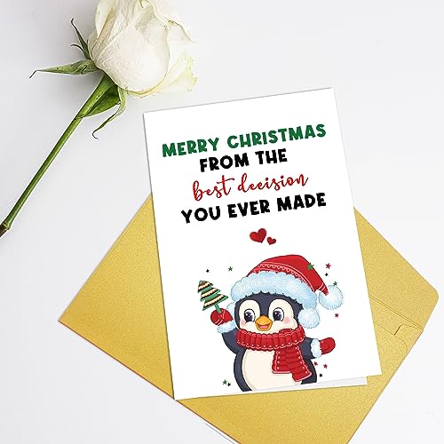 Supoeguk Cartão de Natal doce para ele e ela, cartão de feriado engraçado para esposa marido, Feliz