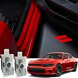 2pcs Never Fade Door Light Led Logo for Dodge Charger Daytona Hellcat All Car Models Projector Ghost Shadow Puddle Courtesy Step Lights (Red)