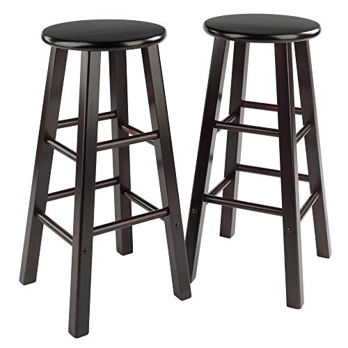 Image of Winsome Element 2-Piece Counter Stool Set, Classic Backless Bar Chairs for Kitchen & Dining Room Seating, Timeless Essential Furniture for Home, Dorm, Apartments