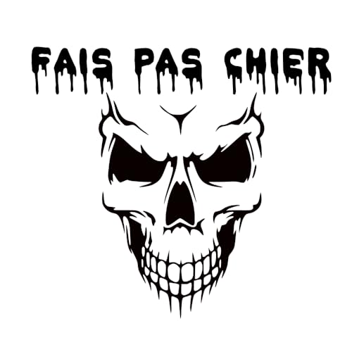 Autocollant Sticker Crane, Stickers Skull, Fais Pas Chier, Vinyle haute performance pour Voiture, Autocollants Tete De Mort (1 - noir profond)