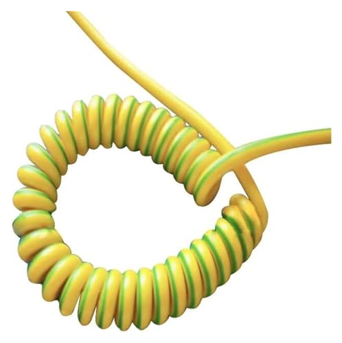 Cable espiral telescópico de resorte amarillo-verde mononúcleo de cobre 1PC 4