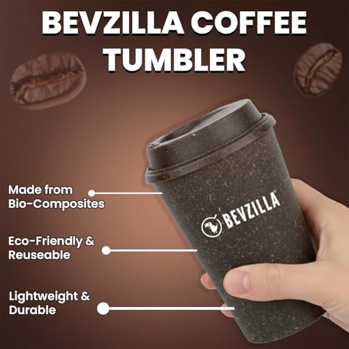 Image of Bevzilla 95 gm Gold Brew Instant Freeze-Dried Coffee Powder with Eco-Friendly Bio-Composite Tumbler | Crafted from Bamboo Fiber, Coffee Husk & Rice Husk | Plastic-Free Cafe-Style Coffee Kit | Enjoy Hot & Cold