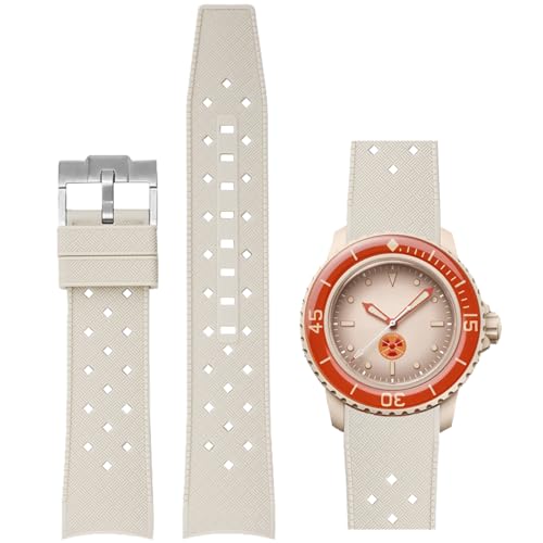 Niziruoup Strap for Blancpain Swatch Tropical Style 22mm Curved Soft Premium Silicone Rubber Replacement Band for Blancpain Swatch Fifty Fathoms Men Women, with Hex Spanner Tool Kit