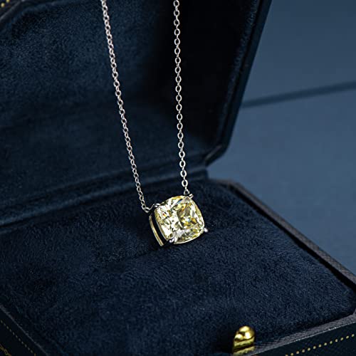 Ainuoshi PGS-326 Pendant Necklace For Women Sterling Silver Necklaces Yellow Cubic Zirconia Diamond Pendant Cushion Cut Anniversary Birthday Christmas Gifts thumb #7