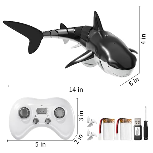 Image of JUKUDAHU 2.4Ghz Remote Control Shark Toys for Kids 6 7 8 Years Old, 1:18 Scale High Simulation Shark for Pool, Bath Toys for Toddlers, Electronic RC Sea Animal, Outdoor Water Gifts