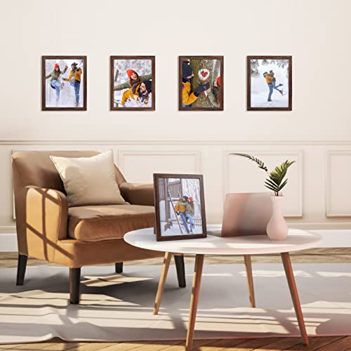 Image of Giftgarden 8x10 Picture Frame Brown Set of 12, Multi Rustic Walnut Wood-Color 8 by 10 Photo Frames Bulk for Wall or Tabletop Display