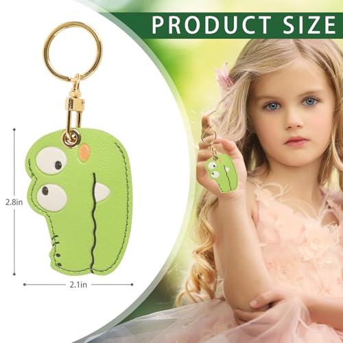 Image of Leather Keychain Case Holder Compatible with Apple AirTag, GPS Airtag Keychain Finder Tracker with Key Ring, Anti-Scratch Protective Air Tag Cover | Leather