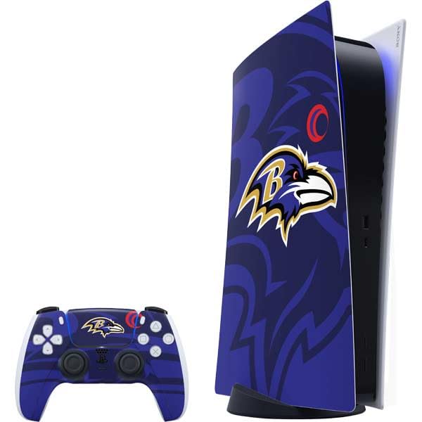 Skinit Decal Gaming Skin Compatible with PS5 Bundle - Officially Licensed NFL Baltimore Ravens Double Vision Design