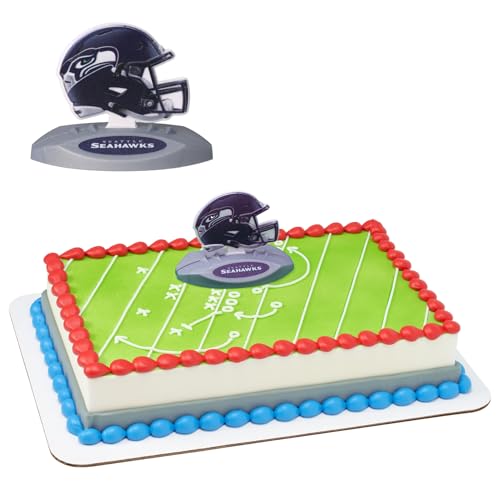 NFL Seattle Seahawks Cake Decoration Football Helmet Cake Topper Officially Licensed Product Of The NFL Ready To Use Birthday Cake Decoration