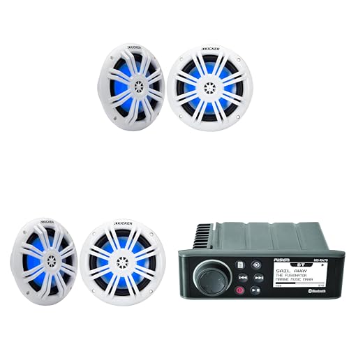 Fusion Entertainment MS-RA70 Marine Entertainment System with Bluetooth w/ (2 Pair) 51KM604WL KM 6.5