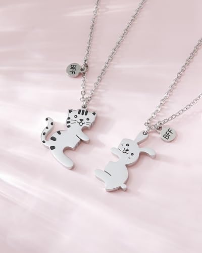 Best Friends Chains BFF Necklace 2 3 Cute Cartoon Split Heart Matching Friendship Necklaces Gifts for 2 3 Womens Daughter Sister BFF. 5