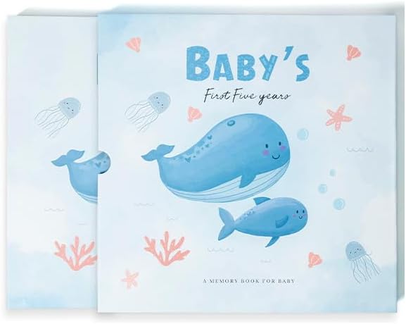 Baby Memory Book First 5 Years, Keepsake Milestone Journal for Boy and Girl, Gender Neutral Scrapbook Album, 253x250x25mm (Traditional)