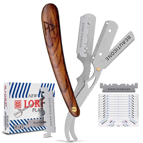 Image of BEAUTICONE Straight Razors for Men, Straight Edge Razor, Single Edge Replacement Blades, Stainless Steel, Barber Razor for Men's Shaving, Barber Shaving Knife