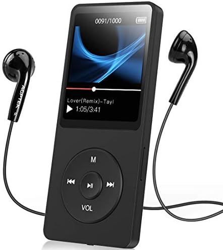 AGPTEK A02S 16GB MP3 Player with FM Radio, Voice Recorder, 70 Hours Playback and Expandable Up to 128GB, Black