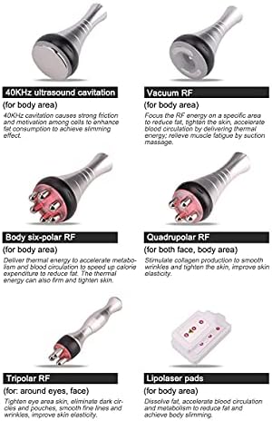 Babiloon Body Machine, 6 in 1 Cavitation Machine Professional Skin Lift Radio Frequency Massager Multipolar Vacuum Reduction Device for Arm Waist Thigh Hip Leg, 40K Cavitation Machine