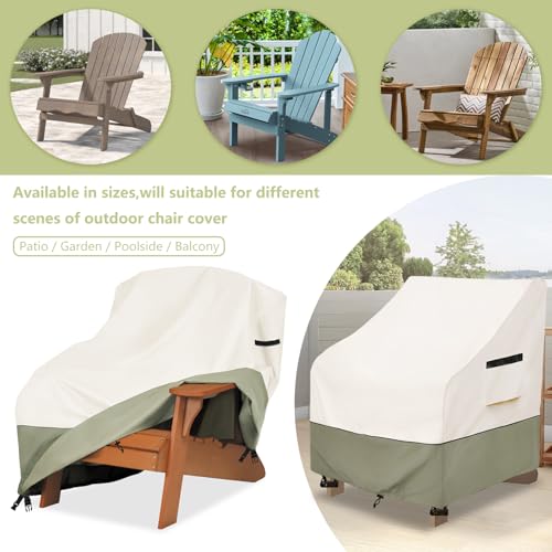 Patio Adirondack Chair Cover 32 W x 35 D x 36 H inches,600D Heavy Duty Waterproof Outdoor Chair Covers,Patio Furniture Covers for Adirondack Chair,Beige