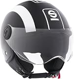 Sparco Casco Demi-Jet per moto nero e bianco con calotta in ABS Taglia S