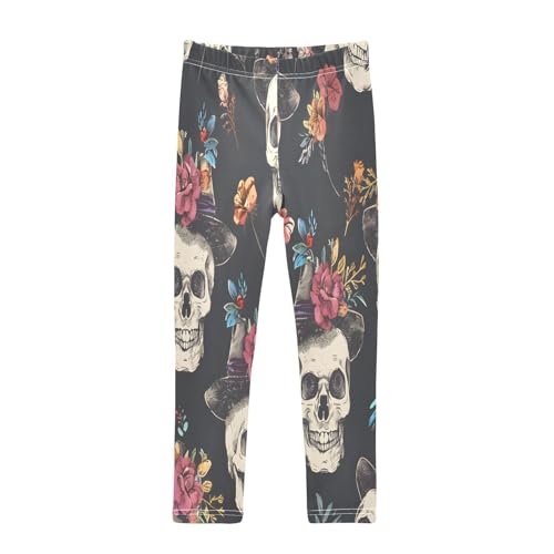 Toddler Girls Leggings Printed Yoga Pants Leggings Skulls Floral Hats for Kids