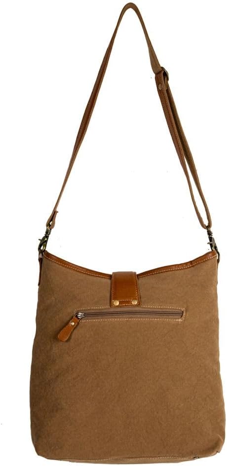 Myra Bag Shoulder Bag for Women - Western Upcycled Canvas & Leather Crossbody Bag Sand - Image 6