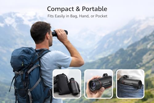 12X High Power Monocular Telescope – 2000x25 HD Waterproof Compact Pocket Scope for Adults & Kids | Mini Portable Monocular for Bird Watching, Hiking, Travel, Camping, Sports - Image 5
