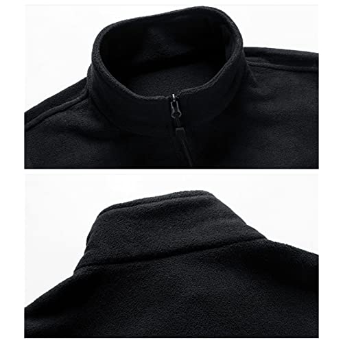 Maiyifu-GJ Men's Lightweight Fleece Jacket Soft Full Zip Warm Winter Jackets Stand Collar Softshell Coat with Zipper Pockets (Black,4X-Large)4
