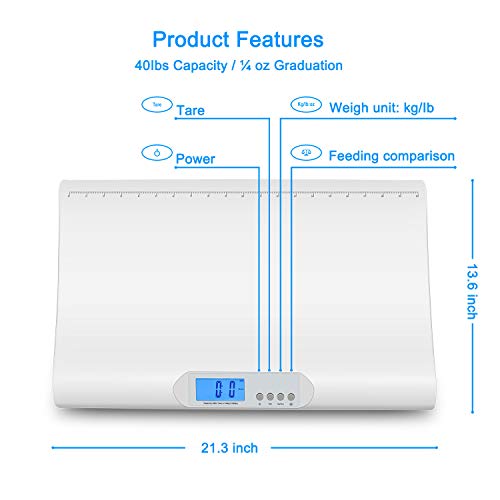 Baby Scale, Digital Infant Scale, Multi-Function Digital Scale, Toddler Scale, Puppy Scale, Pet Scale, Auto-Holding Function, Large LCD Display, Feeding Comparison, Weights in pounds and Ounces - Thumbnail 3