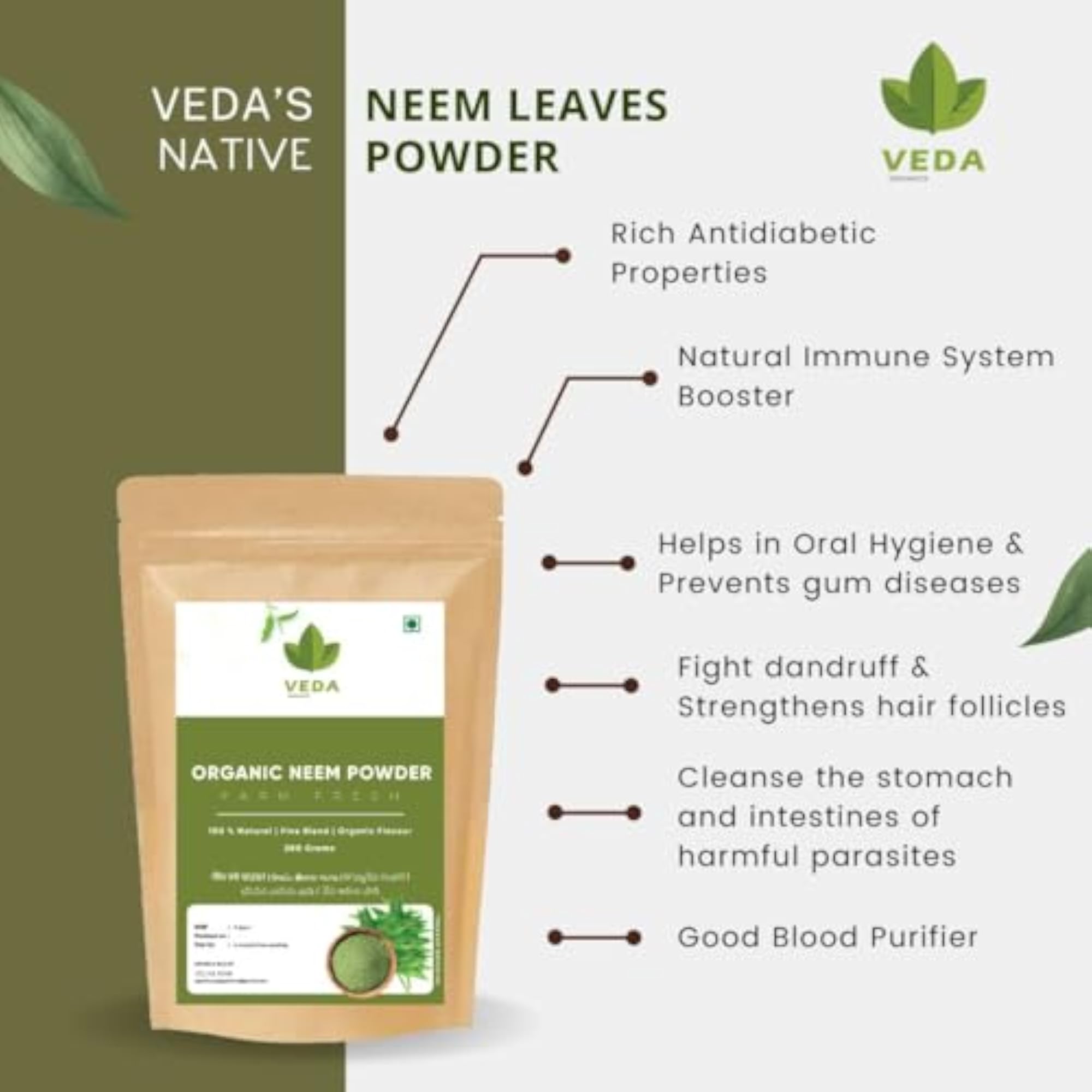 Organic Neem Powder - 200 Grams