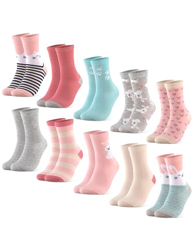 Occulto Chaussettes Garçon & Fille Lot de 10 (modèle: Fantasia) Mélange Rose 31-34