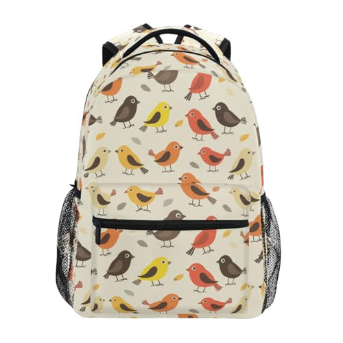 Sac à dos oiseaux colorés de dessin animé avec grande capacité et léger taille S multicolore