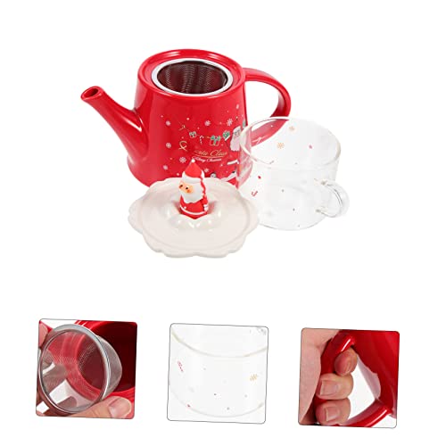 Tetera Navideña de Cerámica con taza de 300ml: ahorra espacio con este diseño práctico 4