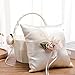 Fofetbfo Wedding Flower Girl Basket and Ring Bearer Pillow Set of 2, Ivory Satin Flower Basket and Ring Pillow for Wedding