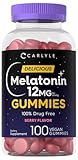 Carlyle Melatonin Gummies 12mg | 100 Count | Berry Flavor | Vegan Supplement | Non-GMO, Gluten Free