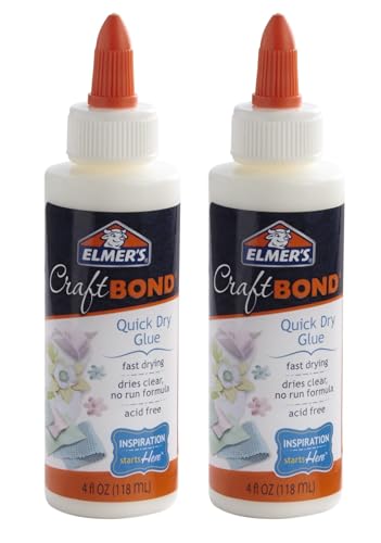 Elmers CraftBond Quick Dry Craft Glue 8 oz Total Fast-Drying Formula for Paper Fabric Wood and More Strong Bond Washable