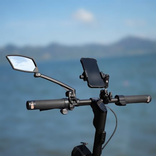 image for BriskMore Handlebar Bike Mirror - Crystal Clear HD Glass, 360° Adjust
