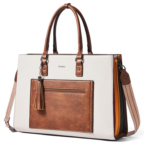 Shrrie 16inch Laptop Bag for Women-Fashion Rainbow Side,Waterproof Leather Tote Bag,Vintage Laptop Tote Purse