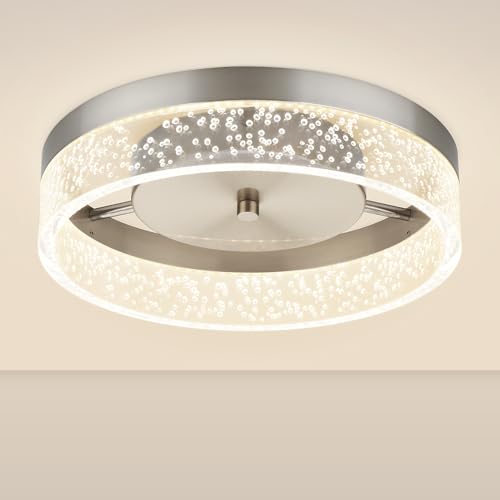 Bekada LED Flush Mount Ceiling Light Fixture, 12In Crystal Chandelier