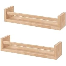 Wooden Spice Rack Nursery Book Holder Kids Shelf Kitchen Bathroom Accessory - Storage Organizer Birch Natural Wood Cookware Kitchen Storage Organisation Rack Holder Spice Racks Pack Of 2, 40 cm