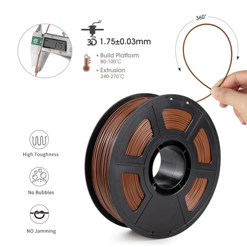 Image of iSANMATE ASA Filament 1.75mm Brown 1KG, UV & Weather Resistant 3D Printer Filament Perfect for Outdoor Functional Parts, Dimensional Accuracy + /- 0.02mm, 1kg Spool (2.2lbs)