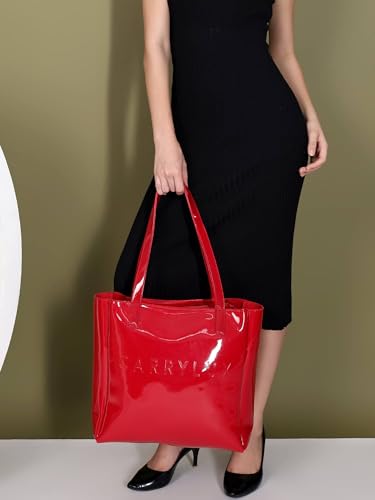 Image of Carrylux Spacious Tote Bag For Womens Handbag Ladies Purses, With Zip Closure Shining Synthetic Leather | Spacious