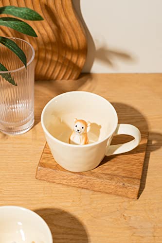 Image of DIHOclub Bear Ceramic Cup Hidden 3D Animal Inside Mug,Cute Cartoon Handmade Figurine Mugs,Holiday and Birthday Gift for Coffee Milk Tea Lovers,12 OZ(Cream Color)