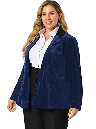 Image of Agnes Orinda Plus Size Velvet Blazers Jackets for Women Casual Lapel Suit Office Work Blazer | Soft Velvet Fabric, Notched Lapel, Button Closure, Vintage Party Style, Long Sleeve Casual Blazer Jacket