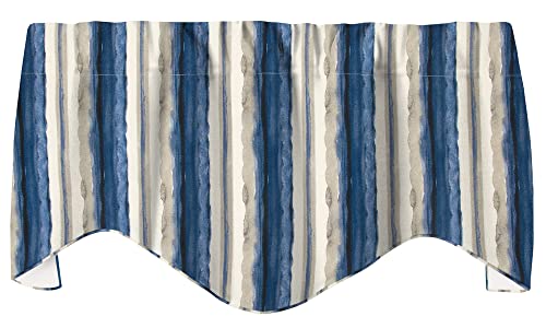 Valance Curtains, Valances for Windows, Kitchen Window Treatments or Valances for Living Room - Swag Curtains, Attractive Beach Theme Kitchen Curtains Nautical Coastal Stripe Valences 53” x 18”