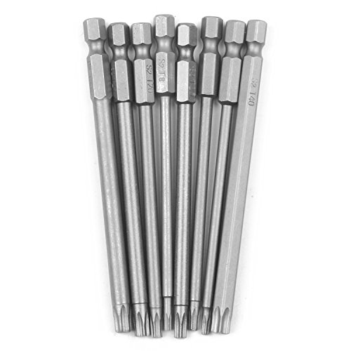 SODIAL 8 pieces creux magnetiques embouts de tournevis Torx mis 1/4 pouce hex tige tournevis Outils electriques T8-T40 100mm