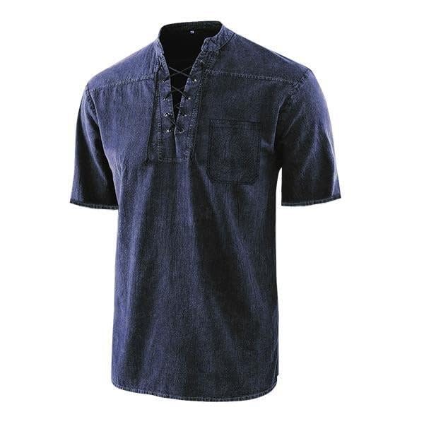 T-shirt gothique homme avec lacets frontaux et manches amples