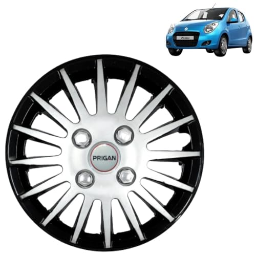 Image of PRIGAN ASTAR Black Silver Wheel Cover 13 inch for -ASTAR (Set of 4 Pcs) (Press Fitting) Model- Camry Black Silver 13